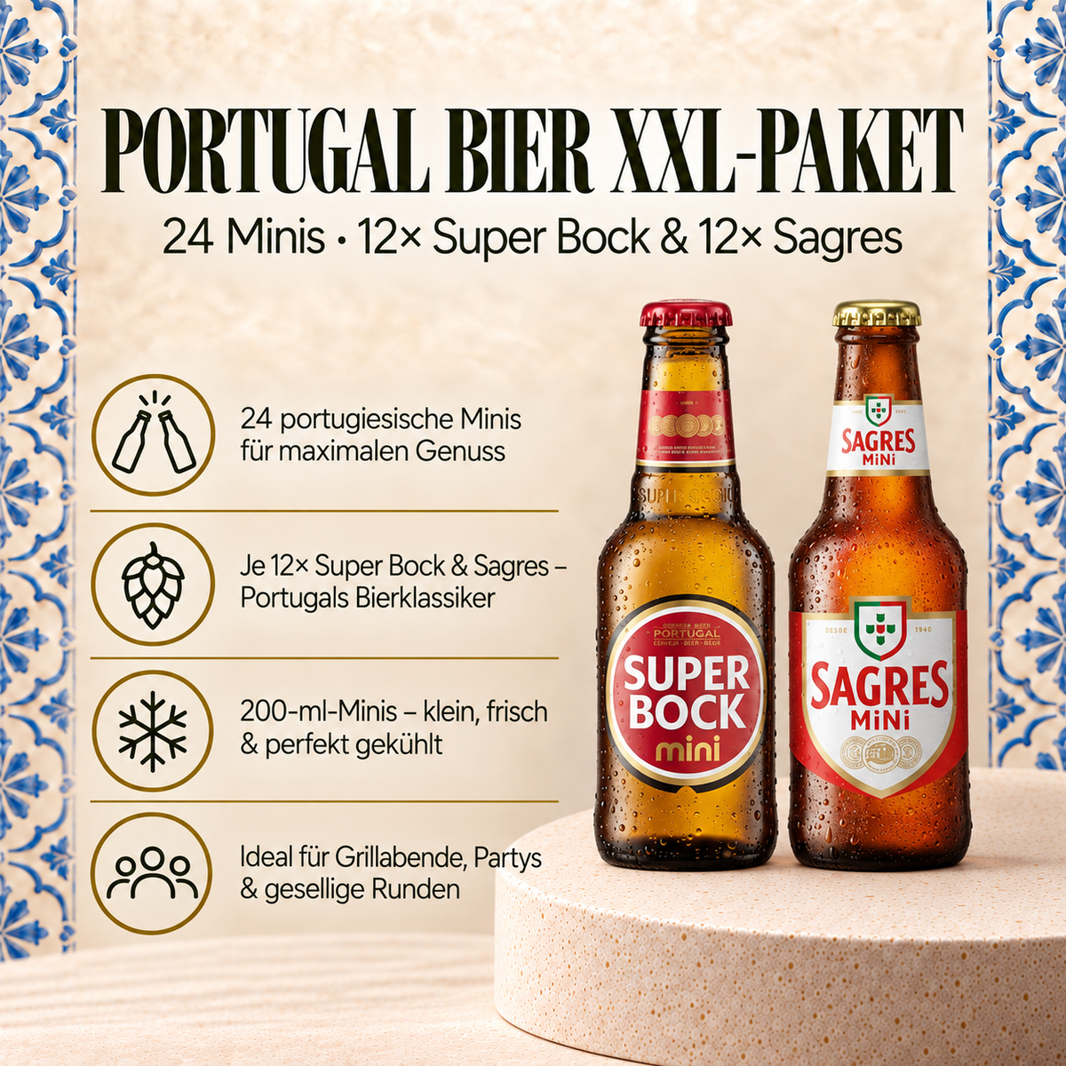 Portugal Bier XXL-Paket – 24 Minis Super Bock & Sagres