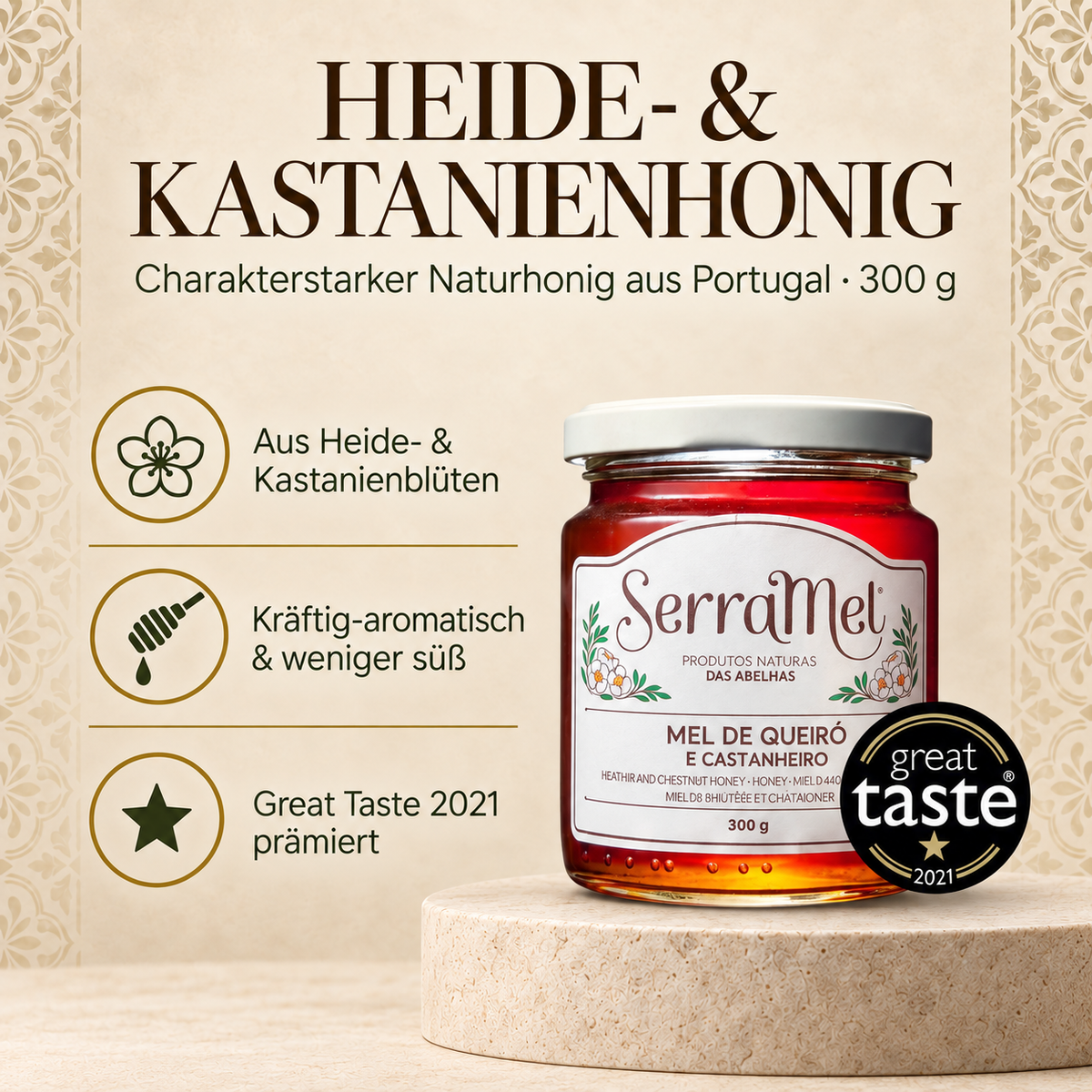 Serramel - Heide- und Kastanienhonig "Mel de Queiró e Castanheiro" 300g