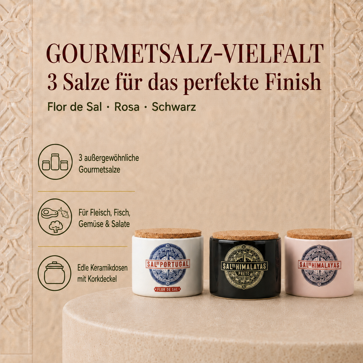 Salz-Trio Portugal – Flor de Sal & Himalaya Gourmetsalze