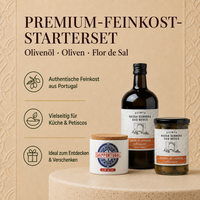 Premium Feinkost Starterset - Olivenöl, Oliven & Flor de Sal