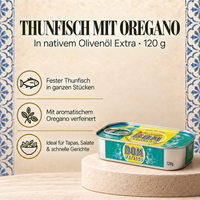 Thunfisch in Nativem Olivenöl Extra und Oregano 120g