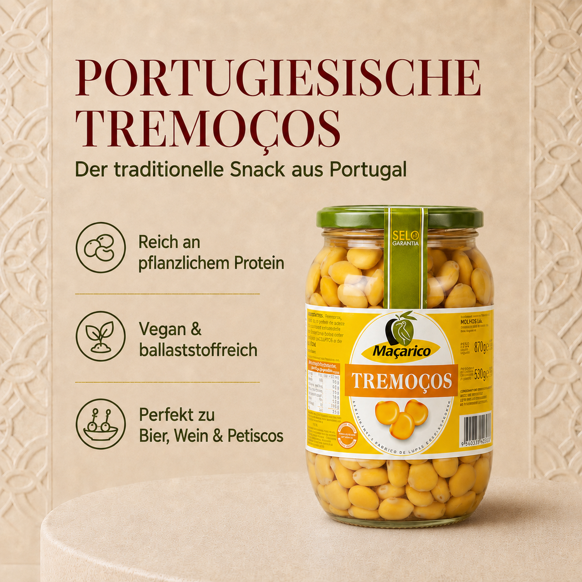 Maçarico Tremoços – Portugiesische Lupinenkerne 870 g