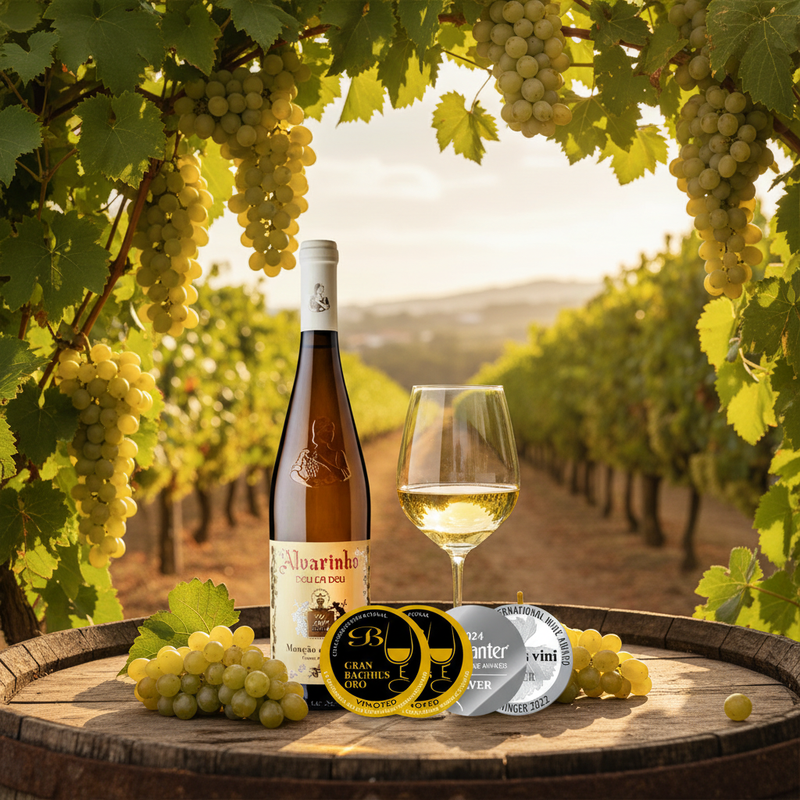 Deu-La-Deu Vinho Verde 750ml - Weinberg mit Alvarinho Trauben