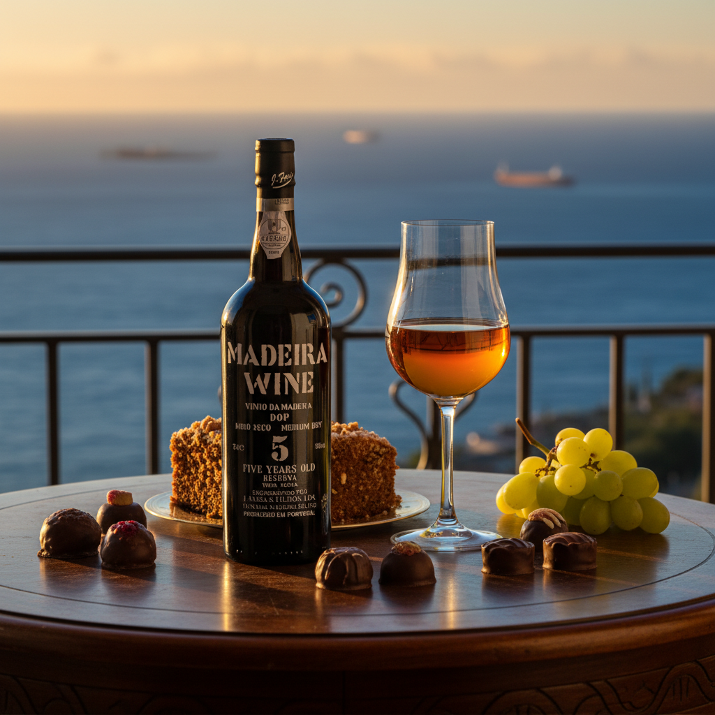 Madeirawein J.Faria 5 Anos 750ml - Mit Desserts und Schokolade
