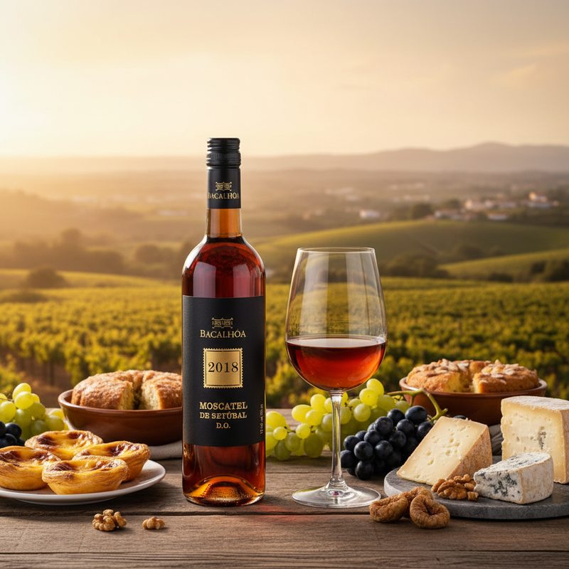 Moscatel de Setúbal Bacalhôa 750ml - Mit Desserts und Käse